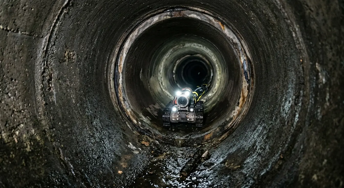 Robotic sewer camera inspecting pipe interior for Sewer Line Repair in Marlton